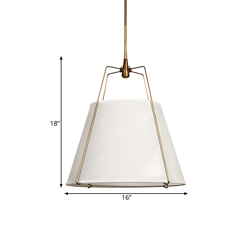 Fabric Cone Hanging Lamp Vintage 2 Lights Dining Room Chandelier Pendant Light in White Clearhalo 'Ceiling Lights' 'Chandeliers' Lighting' options 260665