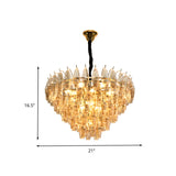 Cone Hanging Ceiling Light Modern Amber Glass 7/9 Heads Living Room Chandelier Lighting Fixture Clearhalo 'Ceiling Lights' 'Chandeliers' 'Modern Chandeliers' 'Modern' Lighting' 260699