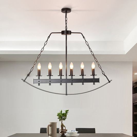 Metal Black Island Lighting Exposed Bulb 6 Lights Classical Ceiling Pendant for Dining Room Black Clearhalo 'Ceiling Lights' 'Island Lights' Lighting' 260715