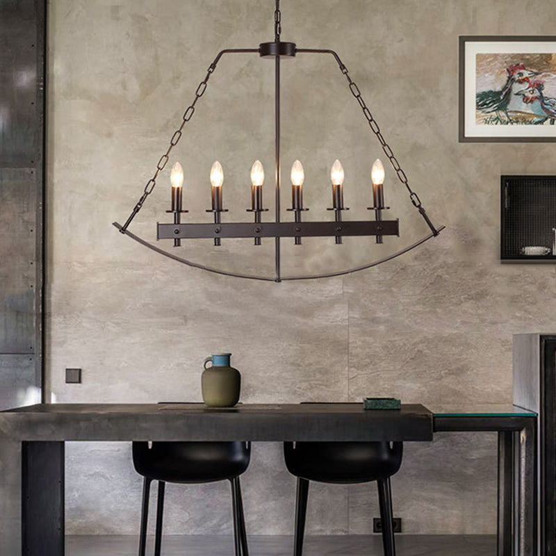 Metal Black Island Lighting Exposed Bulb 6 Lights Classical Ceiling Pendant for Dining Room Clearhalo 'Ceiling Lights' 'Island Lights' Lighting' 260716