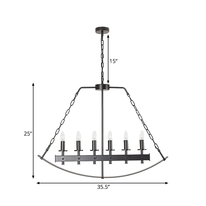 Metal Black Island Lighting Exposed Bulb 6 Lights Classical Ceiling Pendant for Dining Room Clearhalo 'Ceiling Lights' 'Island Lights' Lighting' 260719