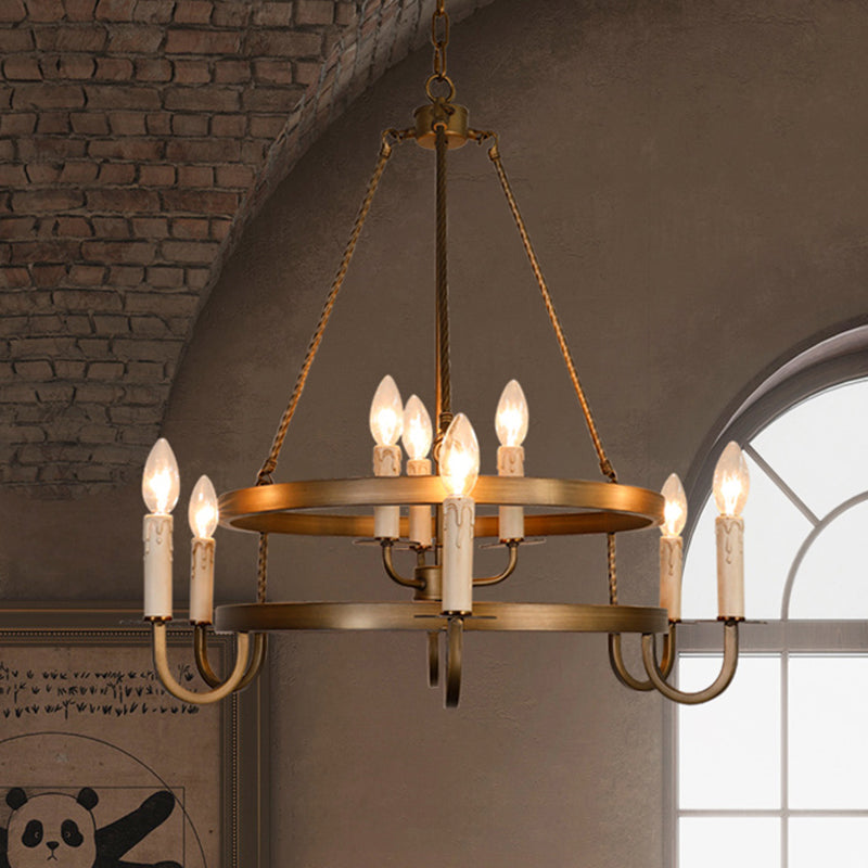 Bronze 9 Lights Ceiling Chandelier Rustic Metal Candle Hanging Pendant Lighting for Dining Room Clearhalo 'Ceiling Lights' 'Chandeliers' Lighting' options 260726