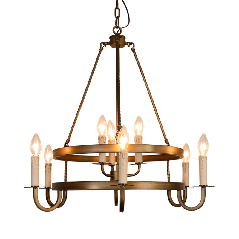 Bronze 9 Lights Ceiling Chandelier Rustic Metal Candle Hanging Pendant Lighting for Dining Room Clearhalo 'Ceiling Lights' 'Chandeliers' Lighting' options 260729