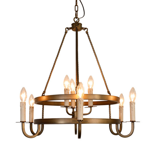 Bronze 9 Lights Ceiling Chandelier Rustic Metal Candle Hanging Pendant Lighting for Dining Room Clearhalo 'Ceiling Lights' 'Chandeliers' Lighting' options 260729