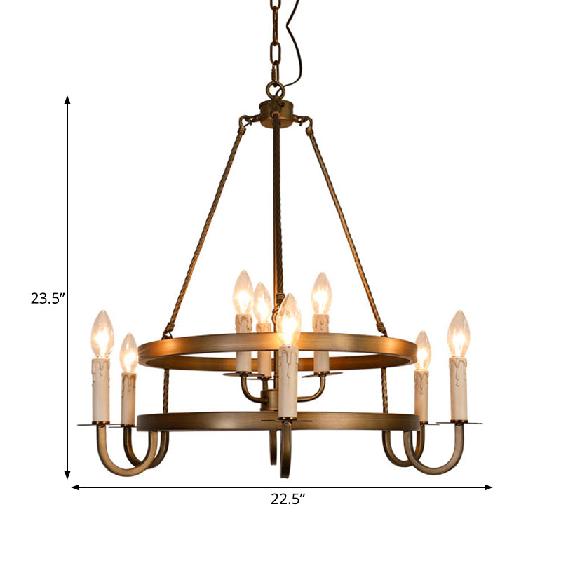 Bronze 9 Lights Ceiling Chandelier Rustic Metal Candle Hanging Pendant Lighting for Dining Room Clearhalo 'Ceiling Lights' 'Chandeliers' Lighting' options 260730