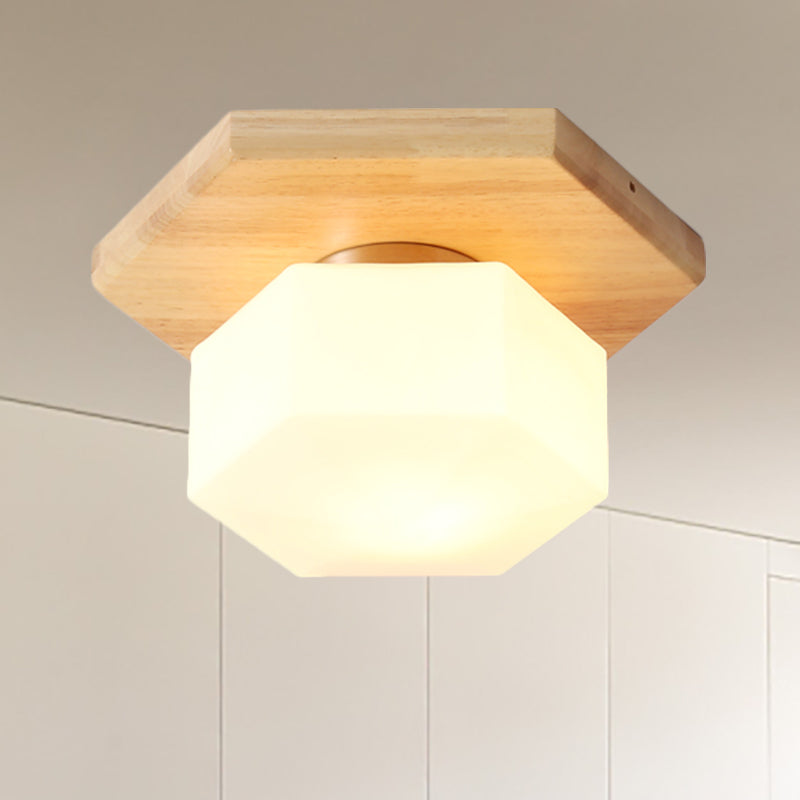 Geometric Flush Lighting Nordic Style Frosted Glass 1 Light Foyer Flush Mount Light Clearhalo 'Ceiling Lights' 'Close To Ceiling Lights' 'Close to ceiling' 'Flush mount' Lighting' 260733