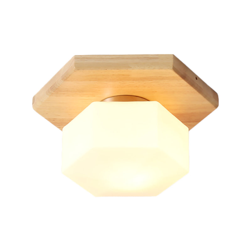 Geometric Flush Lighting Nordic Style Frosted Glass 1 Light Foyer Flush Mount Light Clearhalo 'Ceiling Lights' 'Close To Ceiling Lights' 'Close to ceiling' 'Flush mount' Lighting' 260734