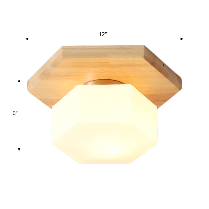 Geometric Flush Lighting Nordic Style Frosted Glass 1 Light Foyer Flush Mount Light Clearhalo 'Ceiling Lights' 'Close To Ceiling Lights' 'Close to ceiling' 'Flush mount' Lighting' 260735