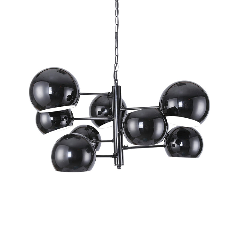 Black Globe Chandelier Simple 8-Light Iron LED Pendant Light with Hanging Rod for Office Clearhalo 'Ceiling Lights' 'Chandeliers' 'Modern Chandeliers' 'Modern' Lighting' 260740