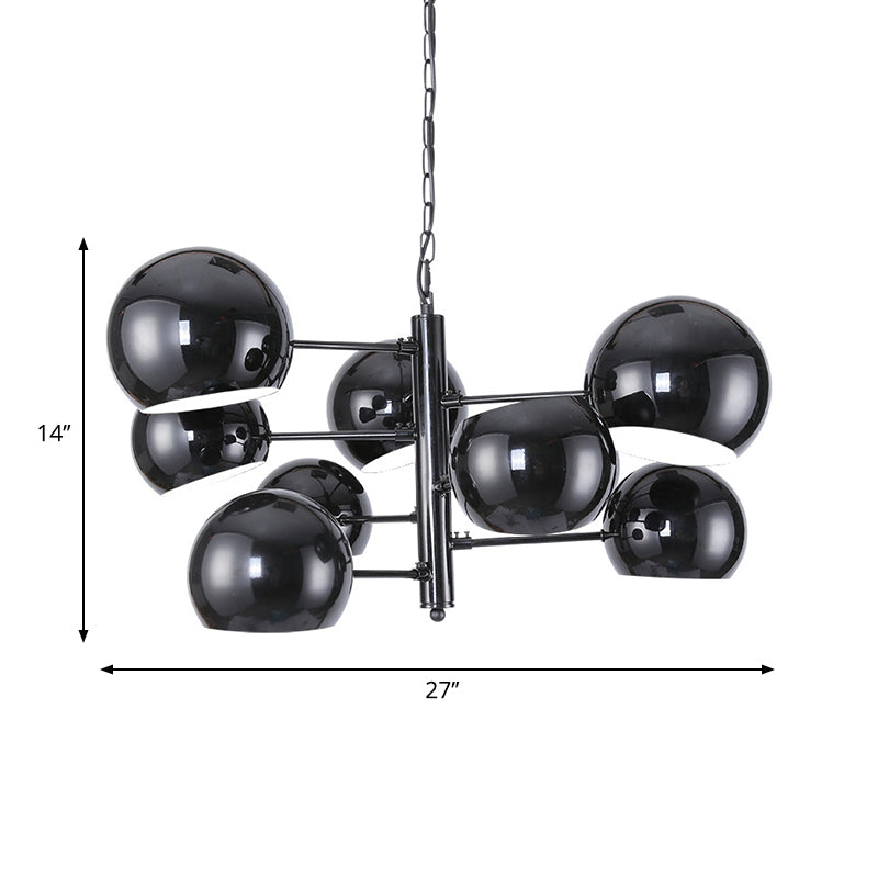 Black Globe Chandelier Simple 8-Light Iron LED Pendant Light with Hanging Rod for Office Clearhalo 'Ceiling Lights' 'Chandeliers' 'Modern Chandeliers' 'Modern' Lighting' 260741