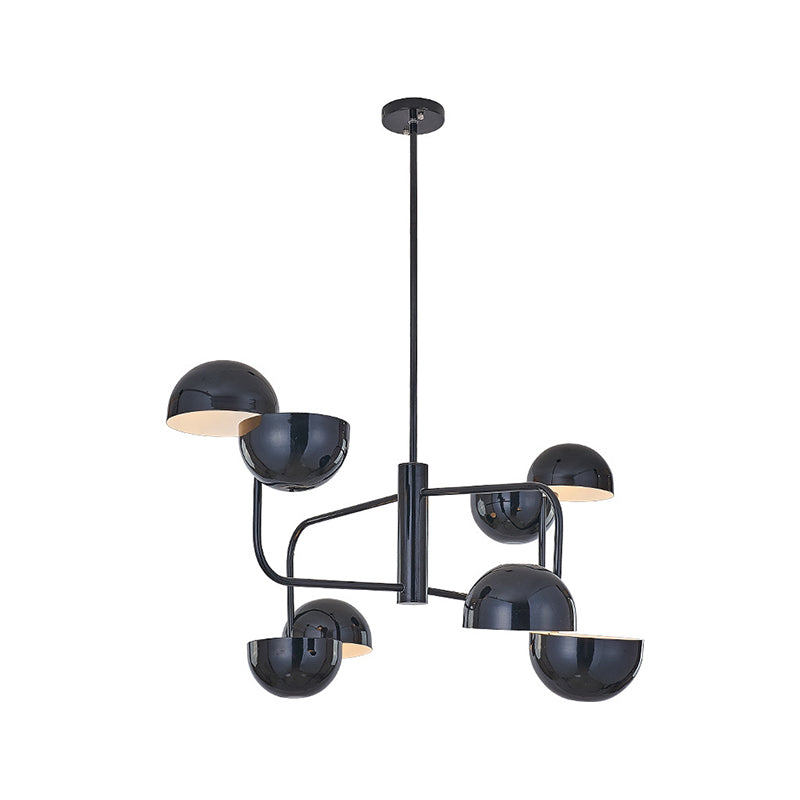 8-Head Office Ceiling Pendant with Dome Iron Shade Modern Black LED Chandelier Light Clearhalo 'Ceiling Lights' 'Chandeliers' 'Modern Chandeliers' 'Modern' Lighting' 260744