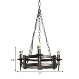 3 Lights Metal Ceiling Chandelier Rustic Black Bare Bulb Living Room Hanging Lamp Kit Clearhalo 'Ceiling Lights' 'Chandeliers' Lighting' options 260777