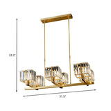 Square Chandelier Light Postmodern Crystal Block 6 Heads Gold Island Light Fixture Clearhalo 'Ceiling Lights' 'Island Lights' Lighting' 260796