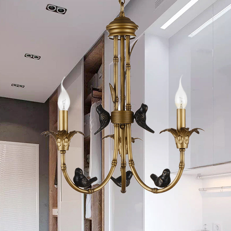 3/6/8 Lights Candelabra Ceiling Chandelier Rustic Brass Metal Pendant Lighting for Living Room Clearhalo 'Ceiling Lights' 'Chandeliers' Lighting' options 260804