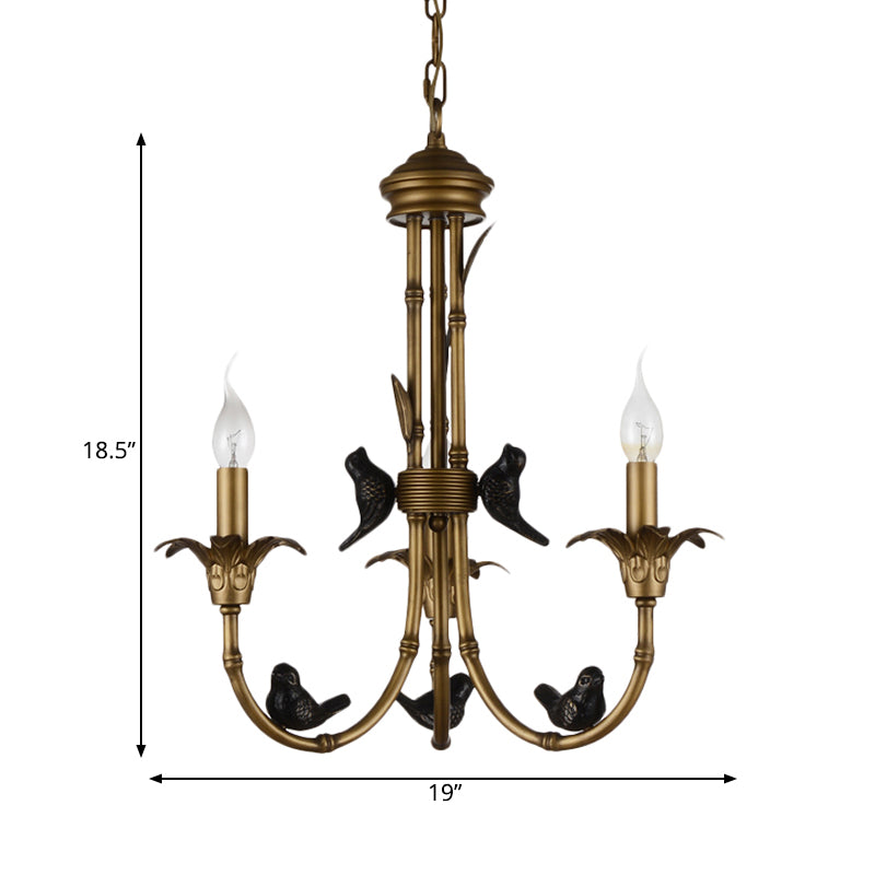 3/6/8 Lights Candelabra Ceiling Chandelier Rustic Brass Metal Pendant Lighting for Living Room Clearhalo 'Ceiling Lights' 'Chandeliers' Lighting' options 260807