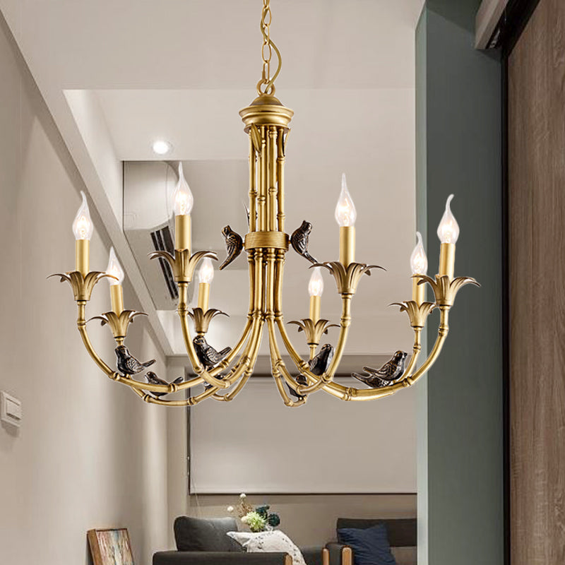 3/6/8 Lights Candelabra Ceiling Chandelier Rustic Brass Metal Pendant Lighting for Living Room Clearhalo 'Ceiling Lights' 'Chandeliers' Lighting' options 260809