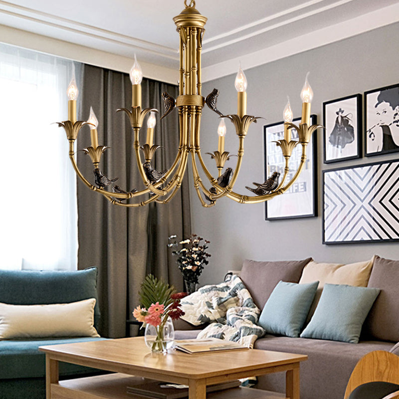 3/6/8 Lights Candelabra Ceiling Chandelier Rustic Brass Metal Pendant Lighting for Living Room Clearhalo 'Ceiling Lights' 'Chandeliers' Lighting' options 260810