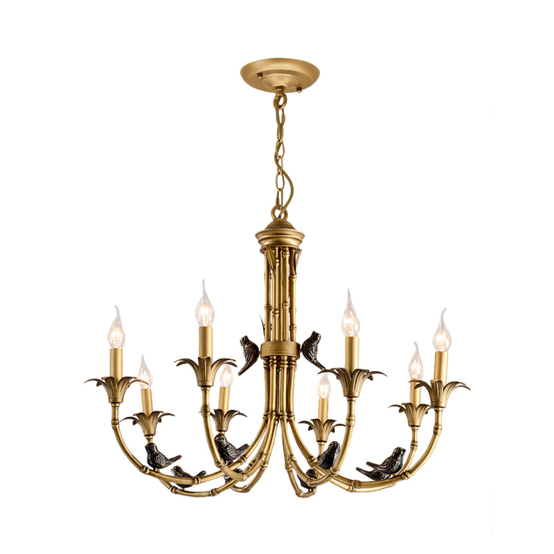 3/6/8 Lights Candelabra Ceiling Chandelier Rustic Brass Metal Pendant Lighting for Living Room Clearhalo 'Ceiling Lights' 'Chandeliers' Lighting' options 260811