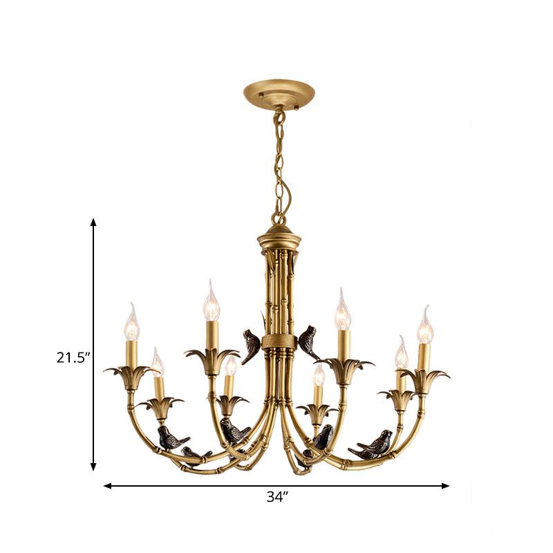 3/6/8 Lights Candelabra Ceiling Chandelier Rustic Brass Metal Pendant Lighting for Living Room Clearhalo 'Ceiling Lights' 'Chandeliers' Lighting' options 260812