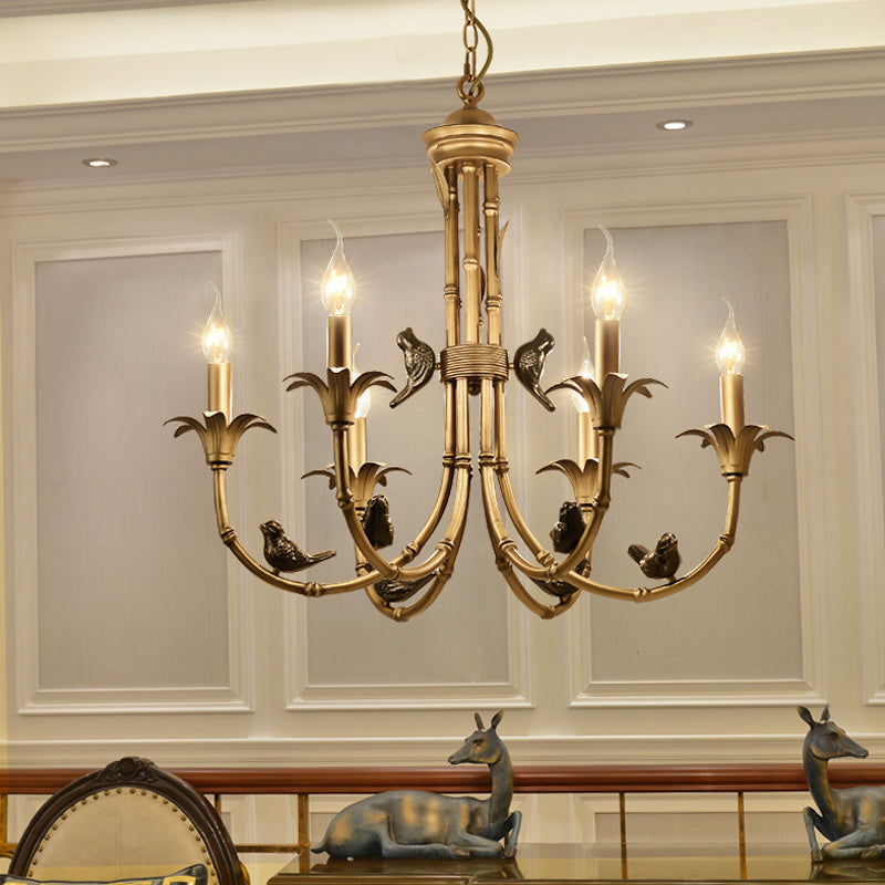 3/6/8 Lights Candelabra Ceiling Chandelier Rustic Brass Metal Pendant Lighting for Living Room Clearhalo 'Ceiling Lights' 'Chandeliers' Lighting' options 260814