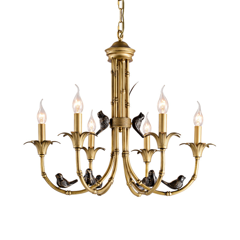 3/6/8 Lights Candelabra Ceiling Chandelier Rustic Brass Metal Pendant Lighting for Living Room Clearhalo 'Ceiling Lights' 'Chandeliers' Lighting' options 260815