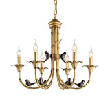 3/6/8 Lights Candelabra Ceiling Chandelier Rustic Brass Metal Pendant Lighting for Living Room Clearhalo 'Ceiling Lights' 'Chandeliers' Lighting' options 260815