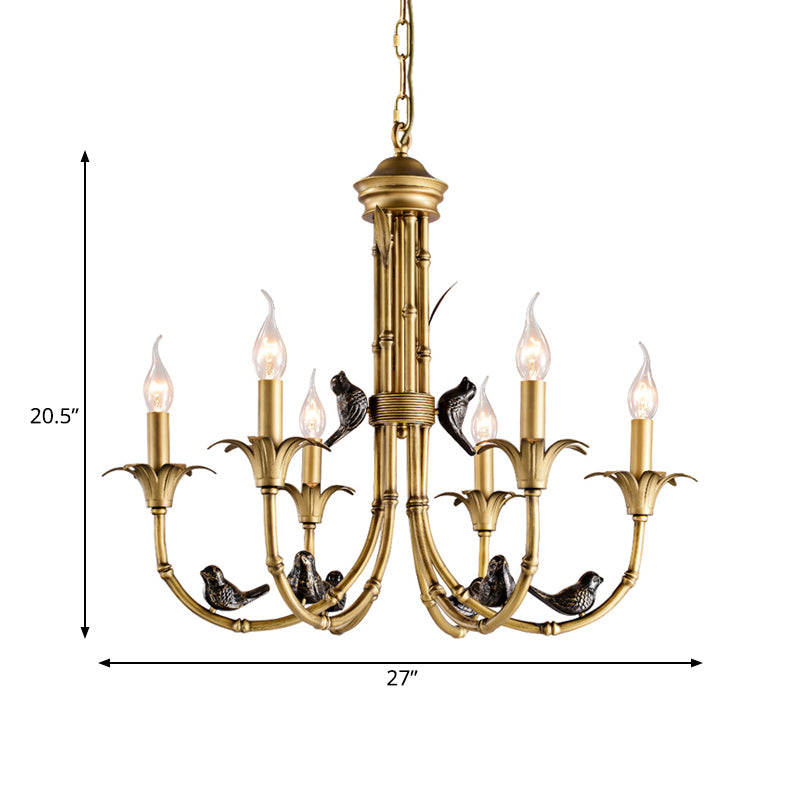 3/6/8 Lights Candelabra Ceiling Chandelier Rustic Brass Metal Pendant Lighting for Living Room Clearhalo 'Ceiling Lights' 'Chandeliers' Lighting' options 260816