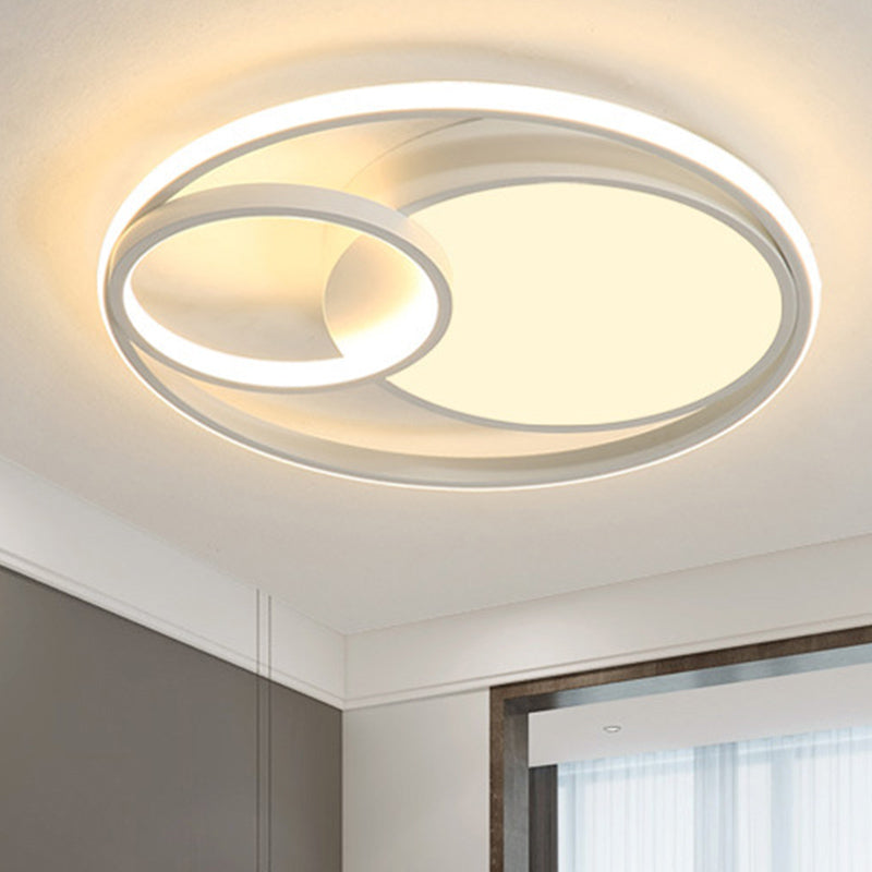 Acrylic Ring Shape Flushmount Lighting Modern Stylish LED Gray/White/Black and White Ceiling Lamp in Warm/White/3 Color Light Clearhalo 'Ceiling Lights' 'Close To Ceiling Lights' 'Close to ceiling' 'Flush mount' Lighting' 260839