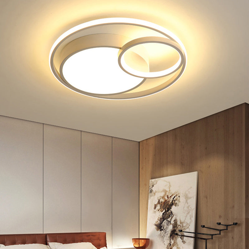 Acrylic Ring Shape Flushmount Lighting Modern Stylish LED Gray/White/Black and White Ceiling Lamp in Warm/White/3 Color Light Clearhalo 'Ceiling Lights' 'Close To Ceiling Lights' 'Close to ceiling' 'Flush mount' Lighting' 260840