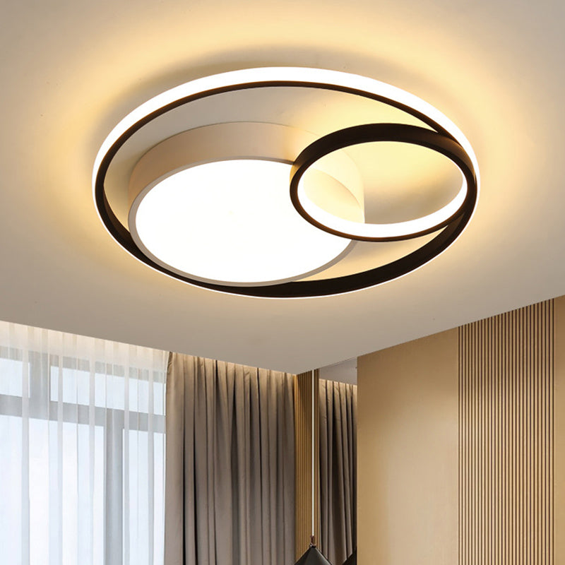 Acrylic Ring Shape Flushmount Lighting Modern Stylish LED Gray/White/Black and White Ceiling Lamp in Warm/White/3 Color Light Clearhalo 'Ceiling Lights' 'Close To Ceiling Lights' 'Close to ceiling' 'Flush mount' Lighting' 260844