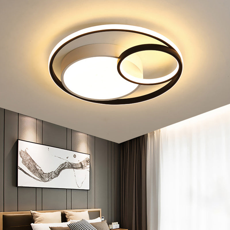 Acrylic Ring Shape Flushmount Lighting Modern Stylish LED Gray/White/Black and White Ceiling Lamp in Warm/White/3 Color Light Clearhalo 'Ceiling Lights' 'Close To Ceiling Lights' 'Close to ceiling' 'Flush mount' Lighting' 260845