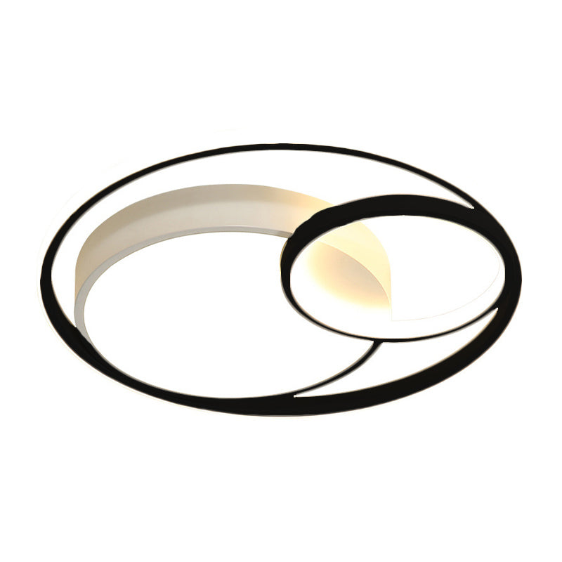 Acrylic Ring Shape Flushmount Lighting Modern Stylish LED Gray/White/Black and White Ceiling Lamp in Warm/White/3 Color Light Clearhalo 'Ceiling Lights' 'Close To Ceiling Lights' 'Close to ceiling' 'Flush mount' Lighting' 260846