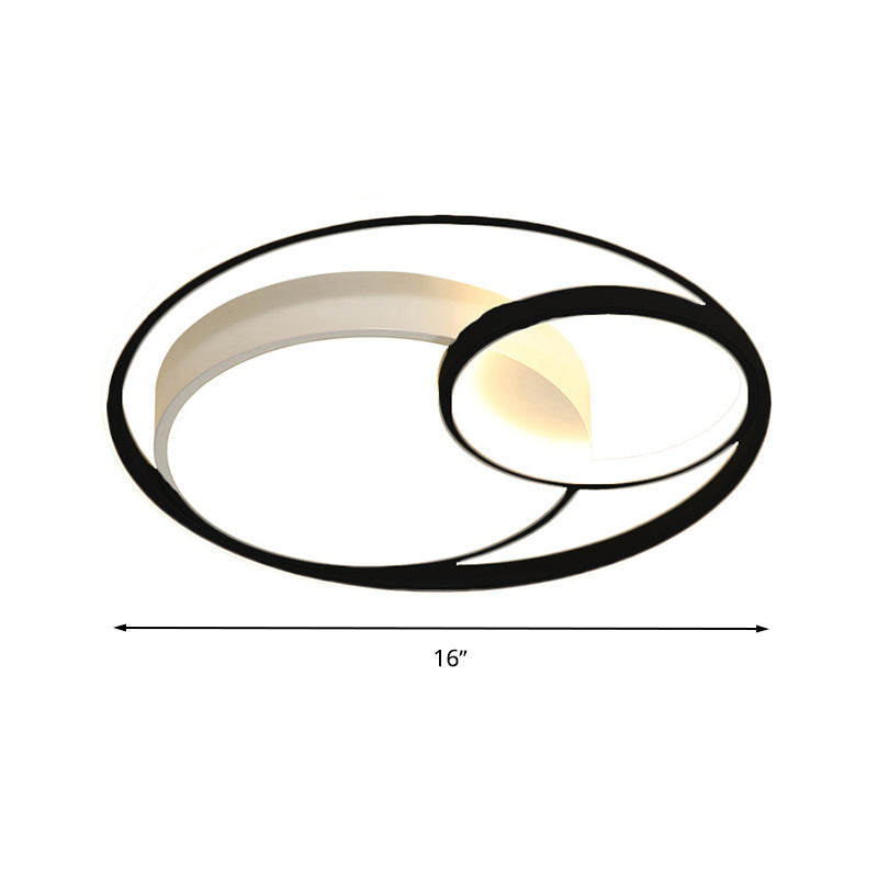 Acrylic Ring Shape Flushmount Lighting Modern Stylish LED Gray/White/Black and White Ceiling Lamp in Warm/White/3 Color Light Clearhalo 'Ceiling Lights' 'Close To Ceiling Lights' 'Close to ceiling' 'Flush mount' Lighting' 260847