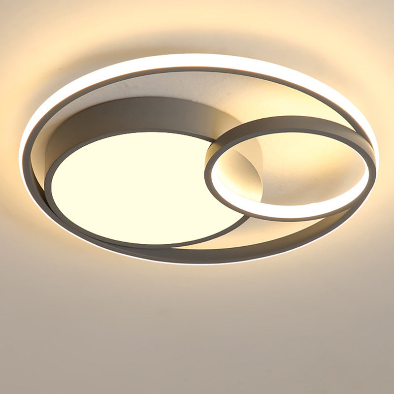 Acrylic Ring Shape Flushmount Lighting Modern Stylish LED Gray/White/Black and White Ceiling Lamp in Warm/White/3 Color Light Grey Clearhalo 'Ceiling Lights' 'Close To Ceiling Lights' 'Close to ceiling' 'Flush mount' Lighting' 260848