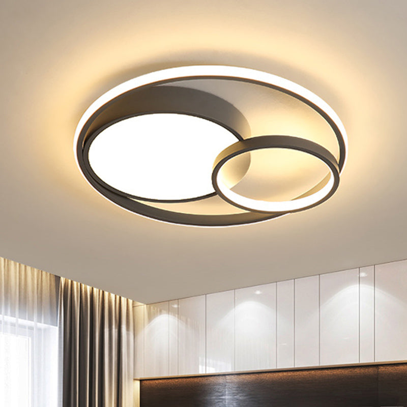 Acrylic Ring Shape Flushmount Lighting Modern Stylish LED Gray/White/Black and White Ceiling Lamp in Warm/White/3 Color Light Clearhalo 'Ceiling Lights' 'Close To Ceiling Lights' 'Close to ceiling' 'Flush mount' Lighting' 260849