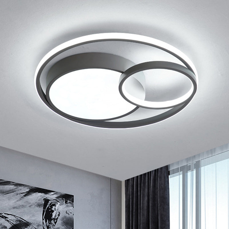 Acrylic Ring Shape Flushmount Lighting Modern Stylish LED Gray/White/Black and White Ceiling Lamp in Warm/White/3 Color Light Grey White Clearhalo 'Ceiling Lights' 'Close To Ceiling Lights' 'Close to ceiling' 'Flush mount' Lighting' 260850