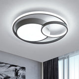 Acrylic Ring Shape Flushmount Lighting Modern Stylish LED Gray/White/Black and White Ceiling Lamp in Warm/White/3 Color Light Grey White Clearhalo 'Ceiling Lights' 'Close To Ceiling Lights' 'Close to ceiling' 'Flush mount' Lighting' 260850