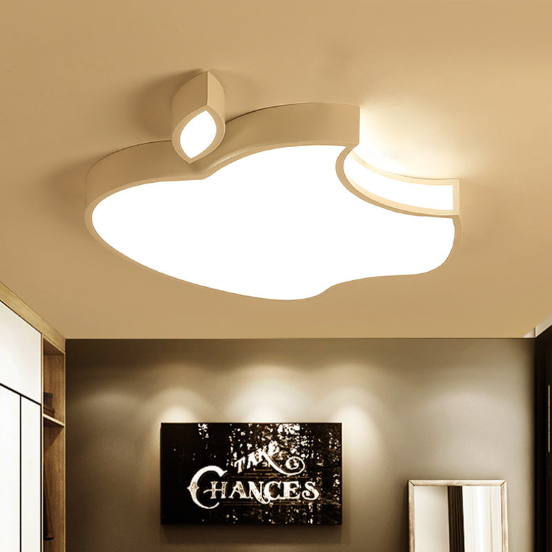 Black/White Apple Flush Mount Lighting Minimalism Style 21"/25.5" W LED Acrylic Ceiling Fixture, Warm/White/3 Color Light Clearhalo 'Ceiling Lights' 'Close To Ceiling Lights' 'Close to ceiling' 'Flush mount' Lighting' 260854