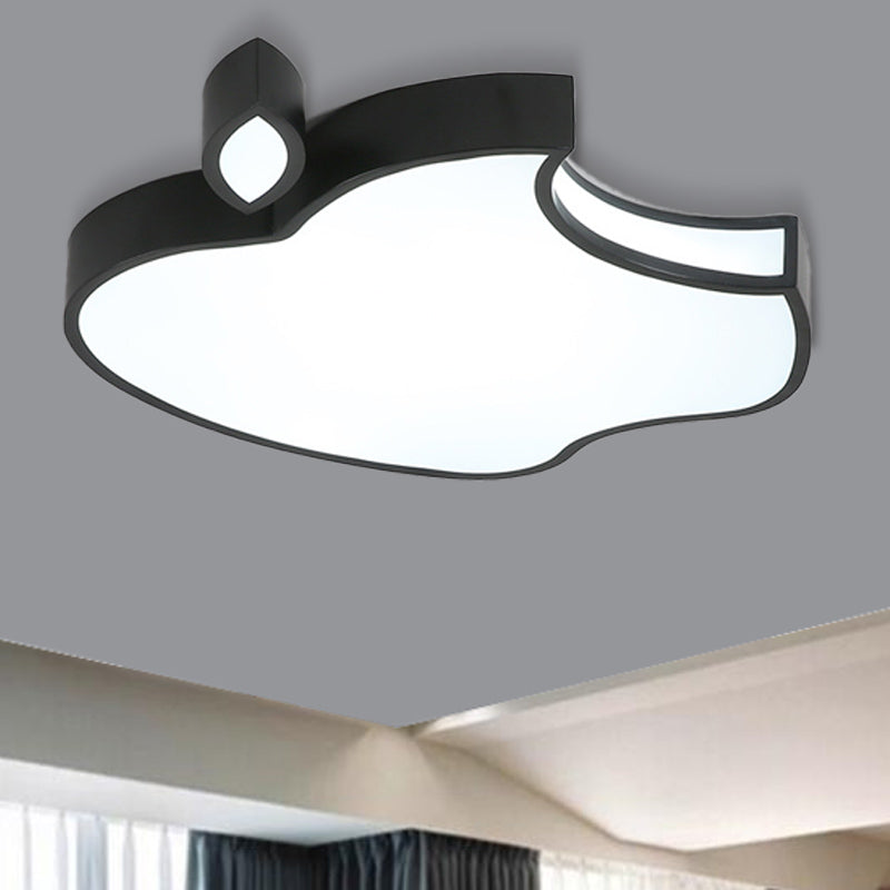 Black/White Apple Flush Mount Lighting Minimalism Style 21"/25.5" W LED Acrylic Ceiling Fixture, Warm/White/3 Color Light Black Clearhalo 'Ceiling Lights' 'Close To Ceiling Lights' 'Close to ceiling' 'Flush mount' Lighting' 260859