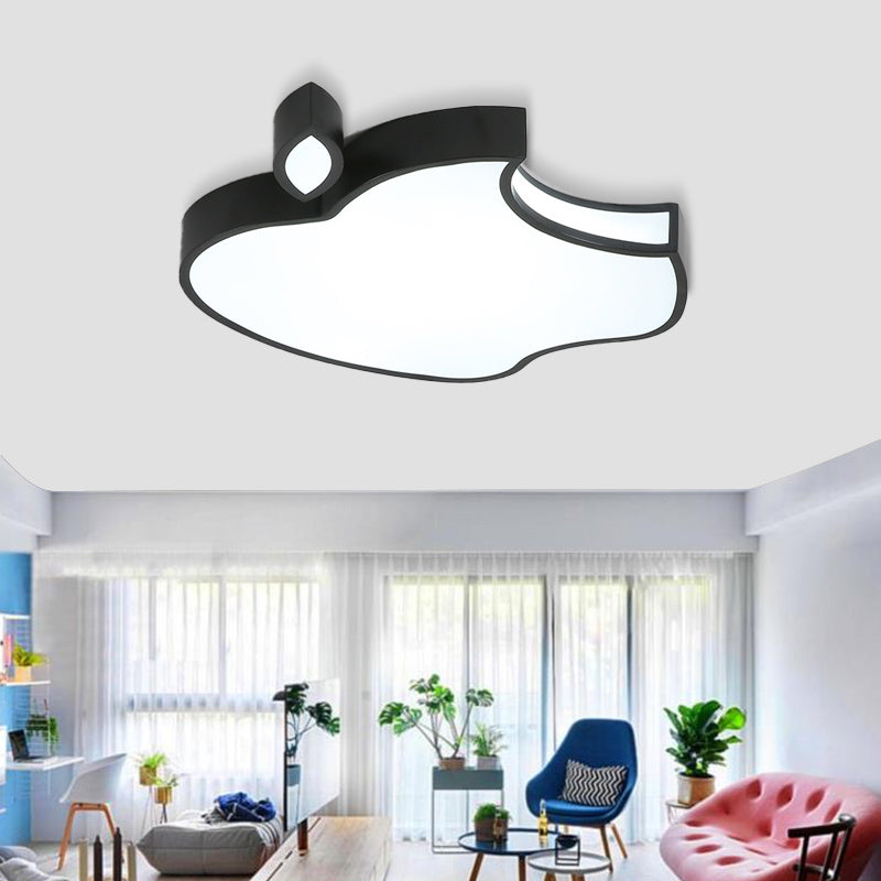 Black/White Apple Flush Mount Lighting Minimalism Style 21"/25.5" W LED Acrylic Ceiling Fixture, Warm/White/3 Color Light Clearhalo 'Ceiling Lights' 'Close To Ceiling Lights' 'Close to ceiling' 'Flush mount' Lighting' 260860