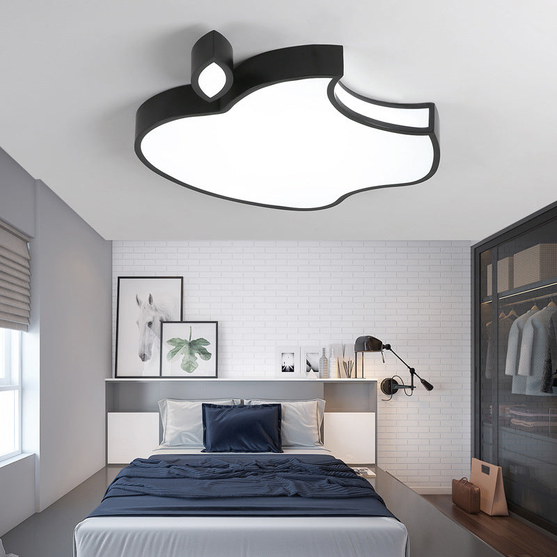 Black/White Apple Flush Mount Lighting Minimalism Style 21"/25.5" W LED Acrylic Ceiling Fixture, Warm/White/3 Color Light Clearhalo 'Ceiling Lights' 'Close To Ceiling Lights' 'Close to ceiling' 'Flush mount' Lighting' 260861