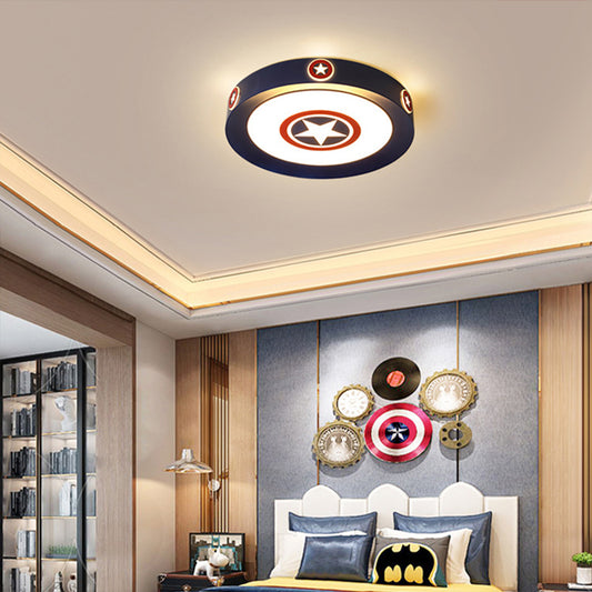 Acrylic Round Ceiling Light Kids 16"/19.5" W LED Blue Flush Mount Light in Warm/White/3 Color Light for Bedroom Clearhalo 'Ceiling Lights' 'Close To Ceiling Lights' 'Close to ceiling' 'Flush mount' Lighting' 260867