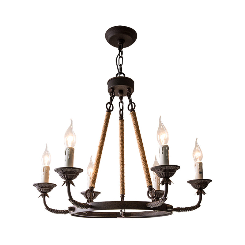 6/8/12 Lights Wagon Wheel Chandelier Lighting Classic Rust Metal Pendant Light Fixture for Dining Room Clearhalo 'Ceiling Lights' 'Chandeliers' Lighting' options 260874