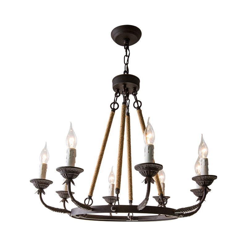 6/8/12 Lights Wagon Wheel Chandelier Lighting Classic Rust Metal Pendant Light Fixture for Dining Room Clearhalo 'Ceiling Lights' 'Chandeliers' Lighting' options 260879