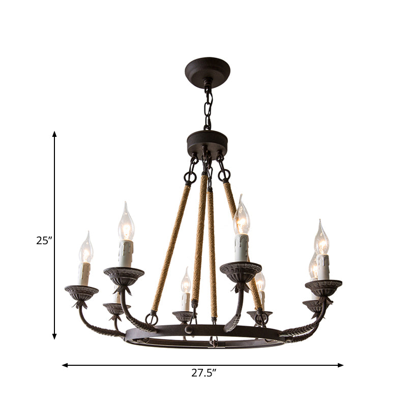 6/8/12 Lights Wagon Wheel Chandelier Lighting Classic Rust Metal Pendant Light Fixture for Dining Room Clearhalo 'Ceiling Lights' 'Chandeliers' Lighting' options 260880