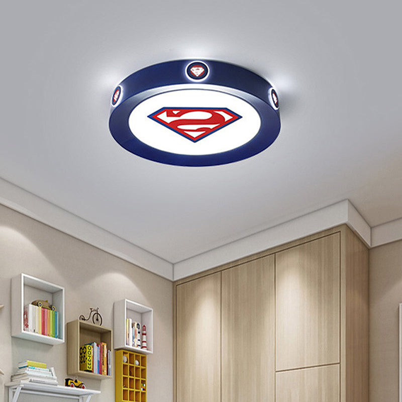 Round Bedroom Flush Mount Fixture Acrylic 16"/19.5" Dia LED Cartoon Blue Ceiling Lamp, Warm/White/3 Color Light Clearhalo 'Ceiling Lights' 'Close To Ceiling Lights' 'Close to ceiling' 'Flush mount' Lighting' 260893