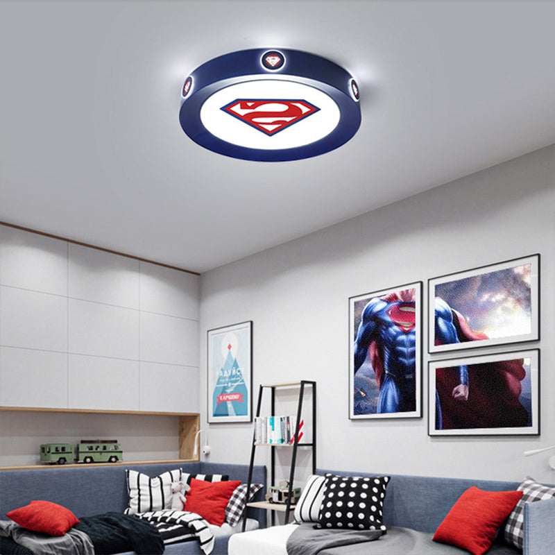 Round Bedroom Flush Mount Fixture Acrylic 16"/19.5" Dia LED Cartoon Blue Ceiling Lamp, Warm/White/3 Color Light Clearhalo 'Ceiling Lights' 'Close To Ceiling Lights' 'Close to ceiling' 'Flush mount' Lighting' 260894