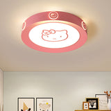 Pink Round Ceiling Lamp Modernist 16.5"/19.5" W LED Acrylic Flushmount Light with Cat Pattern, Warm/White/3 Color Light Pink Warm Clearhalo 'Ceiling Lights' 'Close To Ceiling Lights' 'Close to ceiling' 'Flush mount' Lighting' 260901