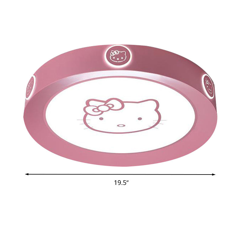 Pink Round Ceiling Lamp Modernist 16.5"/19.5" W LED Acrylic Flushmount Light with Cat Pattern, Warm/White/3 Color Light Clearhalo 'Ceiling Lights' 'Close To Ceiling Lights' 'Close to ceiling' 'Flush mount' Lighting' 260905