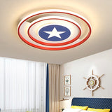 Kids Round Ceiling Light Metal and Acrylic 16"/19.5" W LED Bedroom Red Flush Mount Light, Warm/White Light Clearhalo 'Ceiling Lights' 'Close To Ceiling Lights' 'Close to ceiling' 'Flush mount' Lighting' 260922